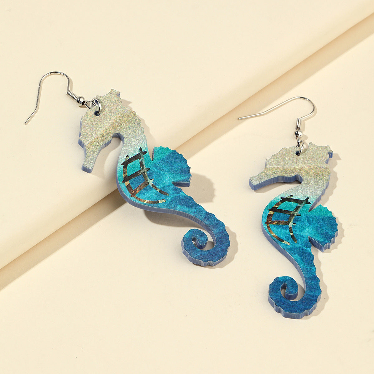 Wholesale Acrylic ocean-themed earrings featuring mermaids seahorses starfish and turtles