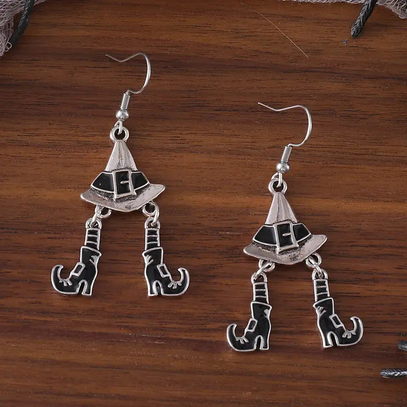 Wholesale Halloween Gothic Wind Witch Hat Boots Pendant Earrings
