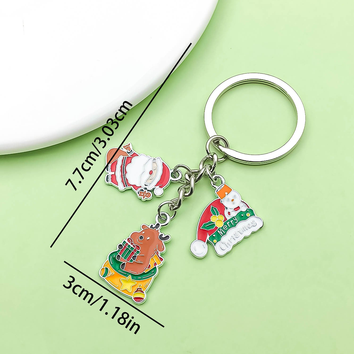 Wholesale Christmas oil drop alloy  snowman bell  keychain