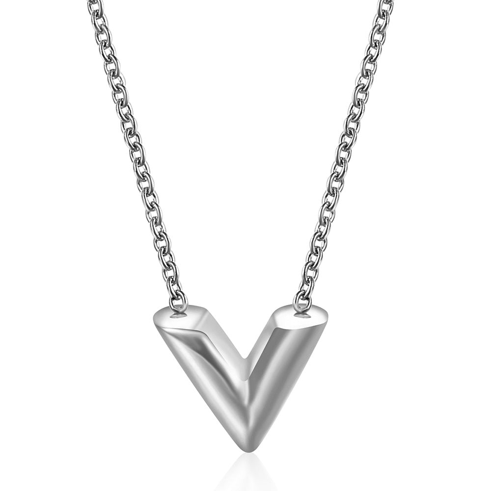 Wholesale V-shaped titanium steel necklace