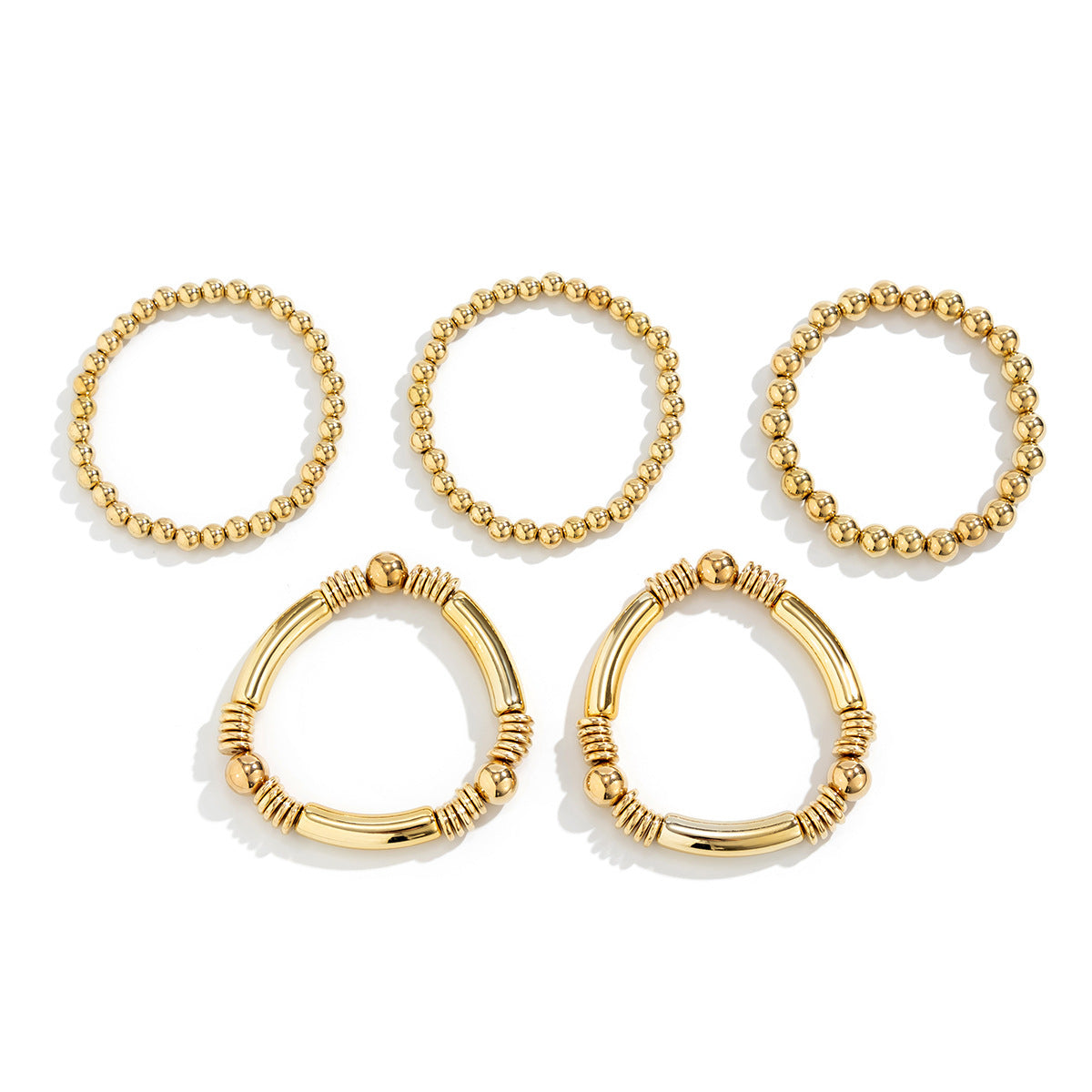 Wholesale Heart Pendant Layered Bracelet Set For Women Copper Electroplated Beaded Chain Bracelets Stylish Jewelry Accessory