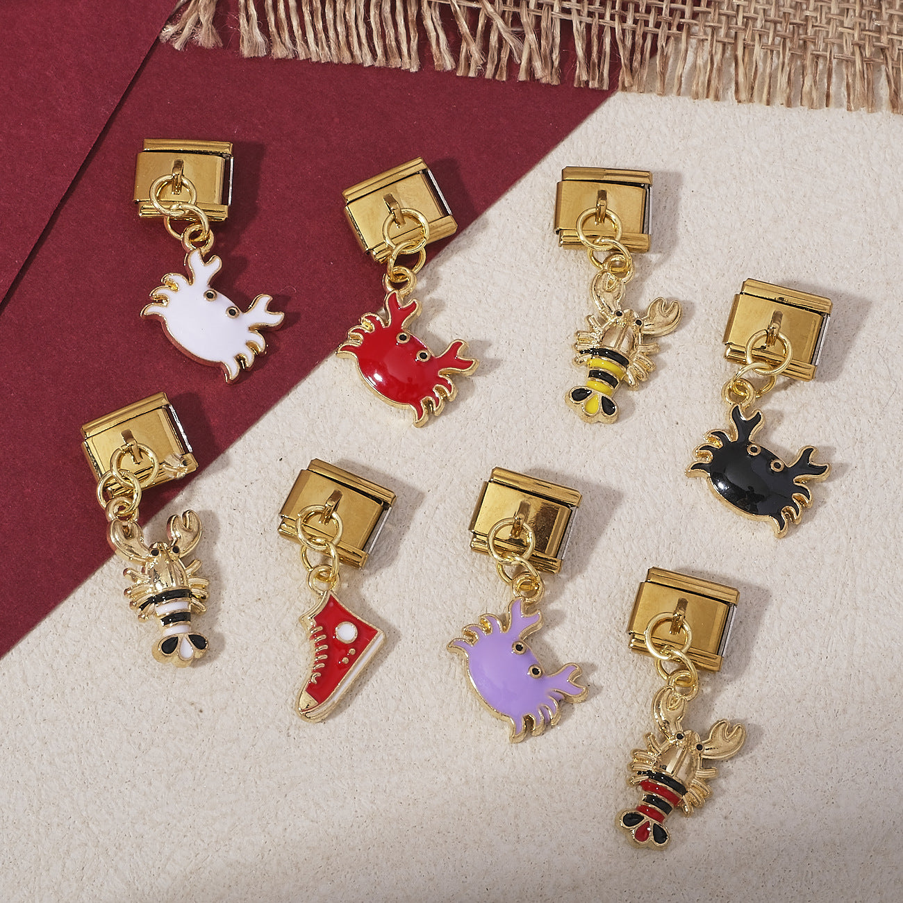Wholesale Electroplated Stainless Steel Crab Lobster Sneaker Pendant Novelty Charm Gift Boutique Resale