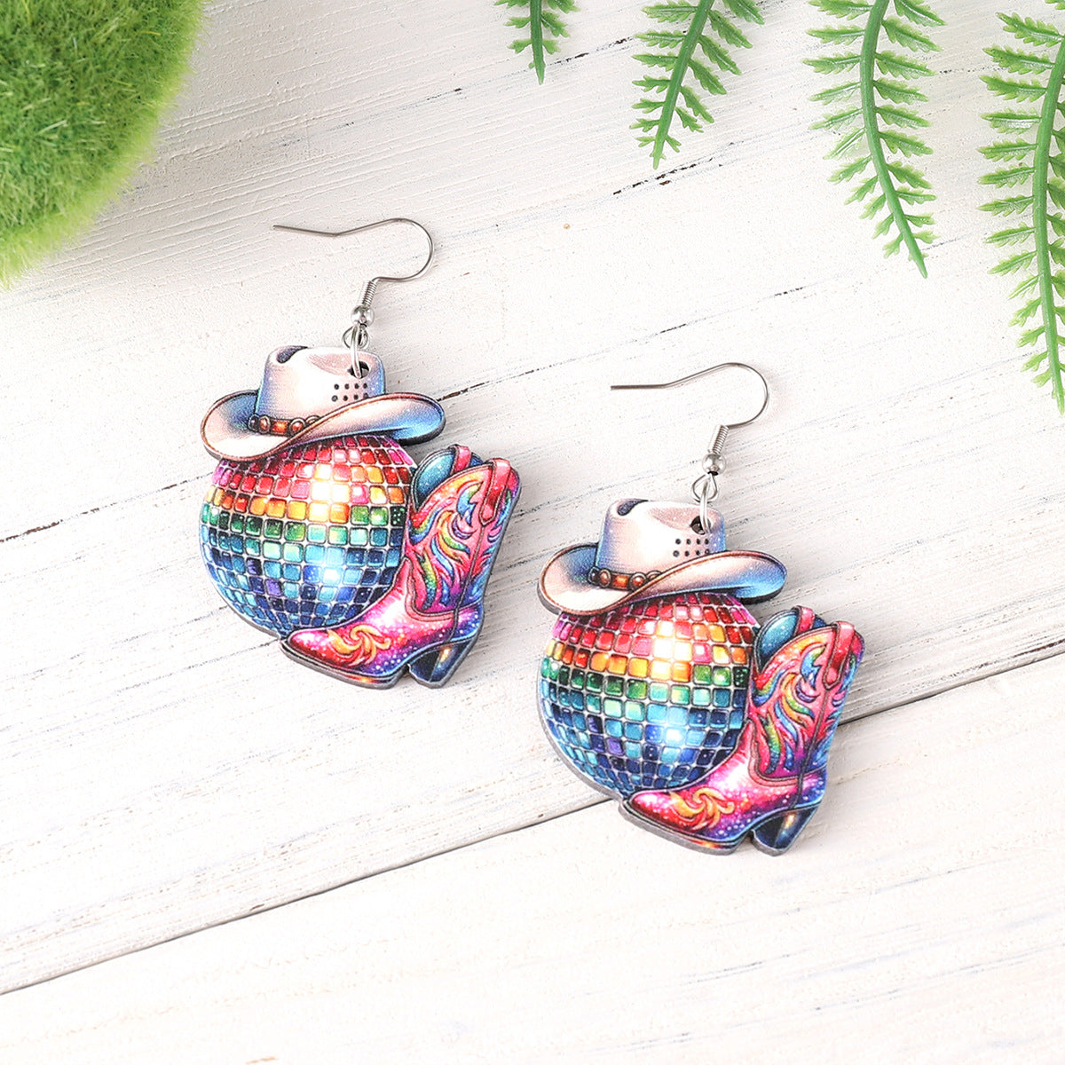 Wholesale  Music Festival Western-style Denim Hat Boots Pendant Earrings