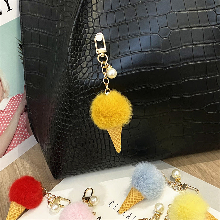 Wholesale Cartoon Pearl Ice Cream Plush Keychain ACC-KC-KaiYue012