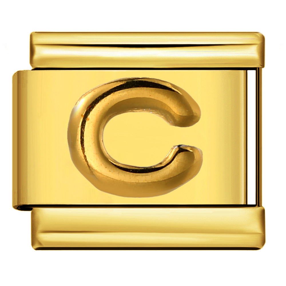 Wholesale Italian Charm Bracelet 9mm DIY Splicing Removable Raised Letters Stainless Steel Composable Bracelet