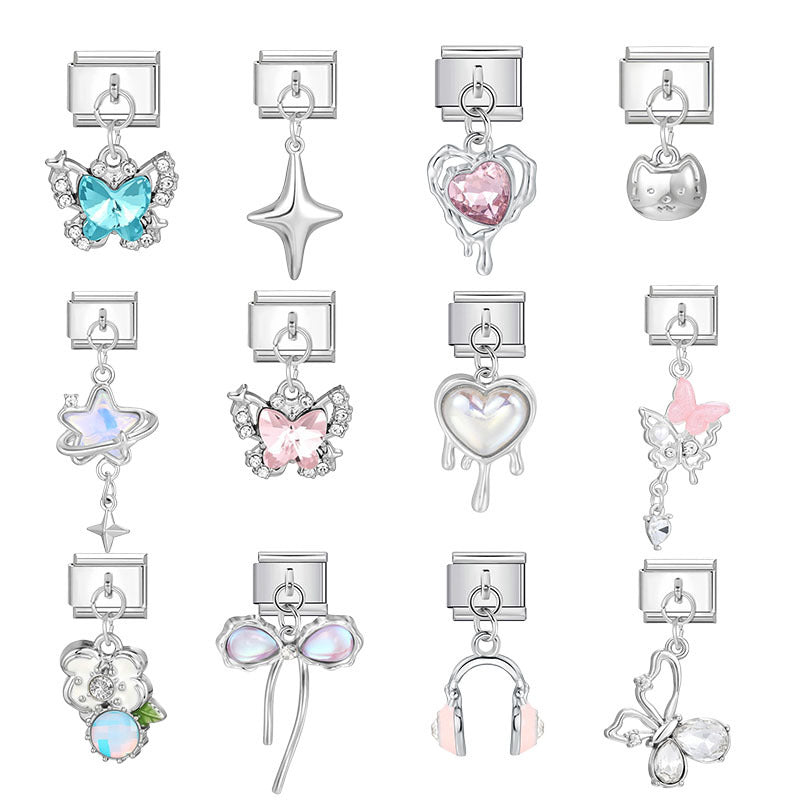 Wholesale Stainless Steel DIY Pendant Charms - Modern Unisex Jewelry Making Components for Boutique Resale