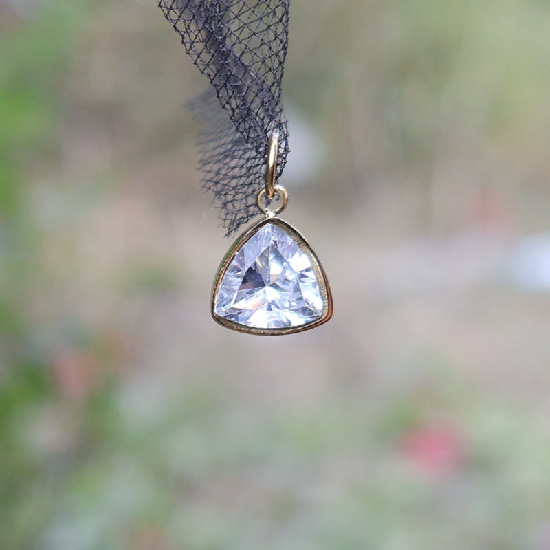 Wholesale DIY Stainless Steel December Birthstone Colored Zirconia Necklace