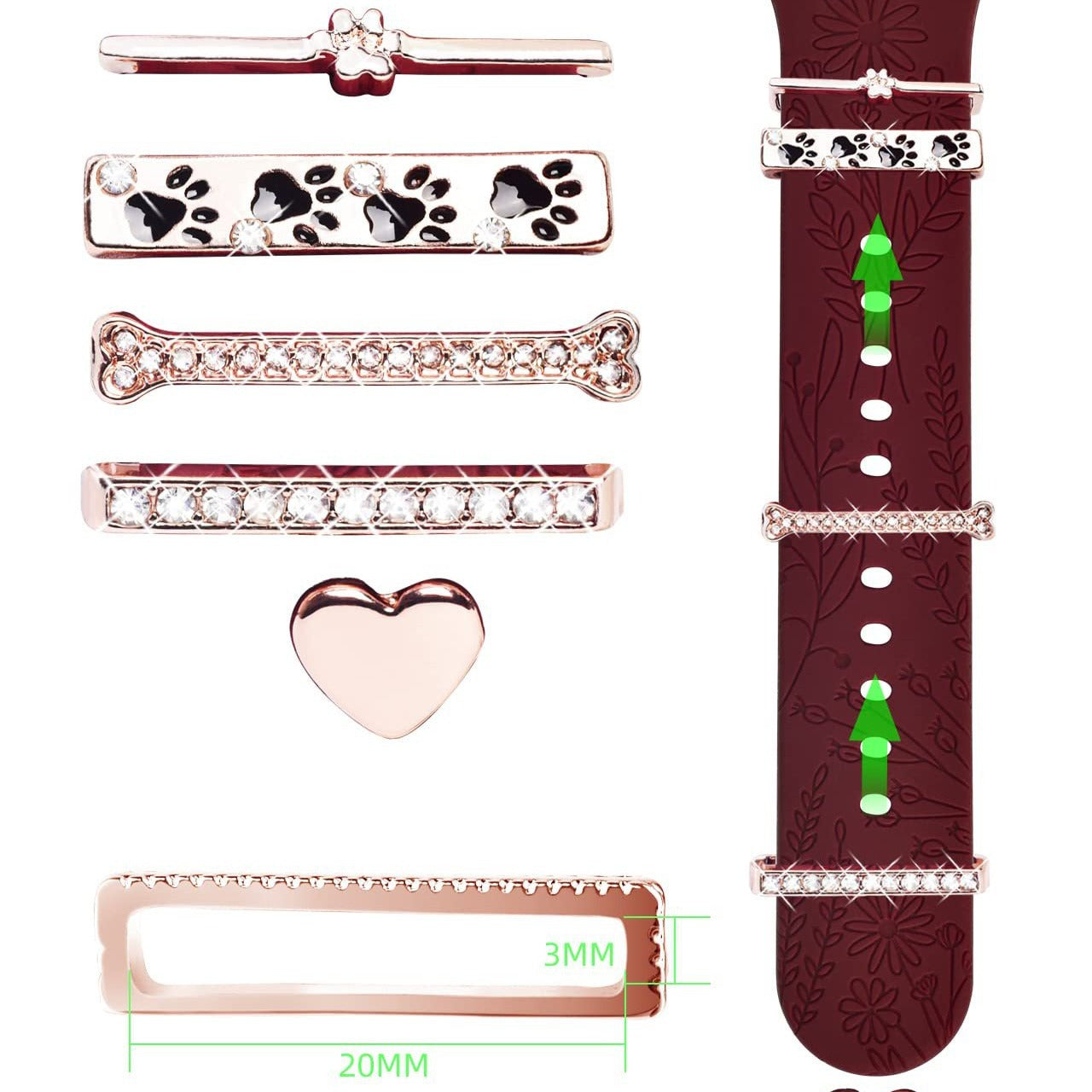 Wholesale Cross-border European and American Apple Watch strap decorative ring simple all-match fashion new decorative nail multi-layer suit