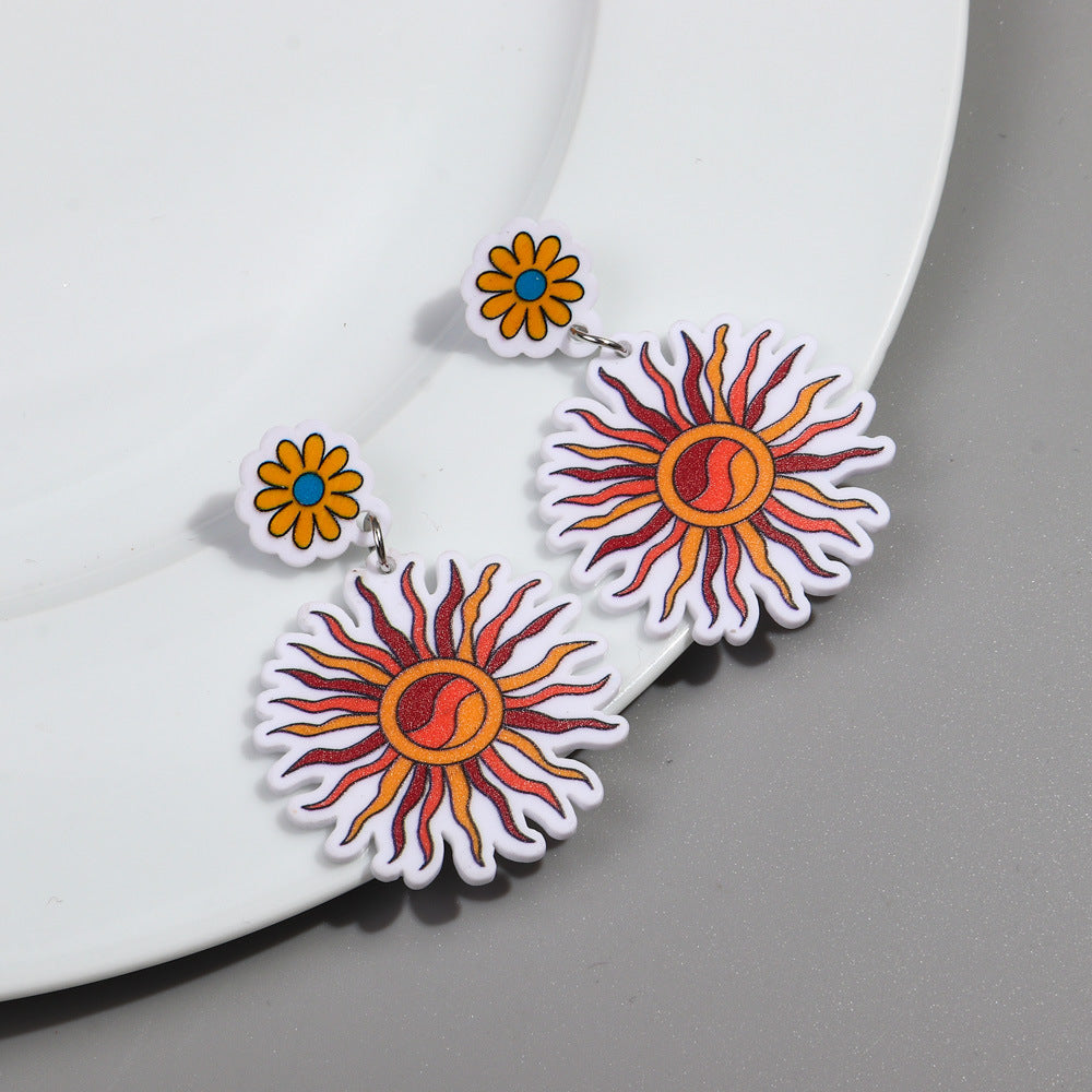 Wholesale Colorful Butterfly Sunflower Rainbow Acrylic Earrings ACC-ES-ChouD005