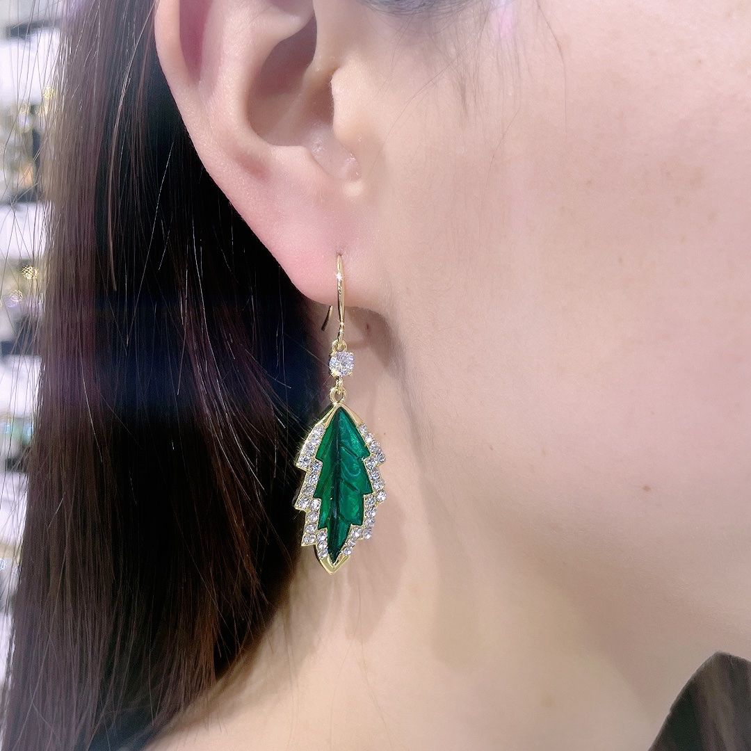 Wholesale  Alloy Green Leaf Earrings