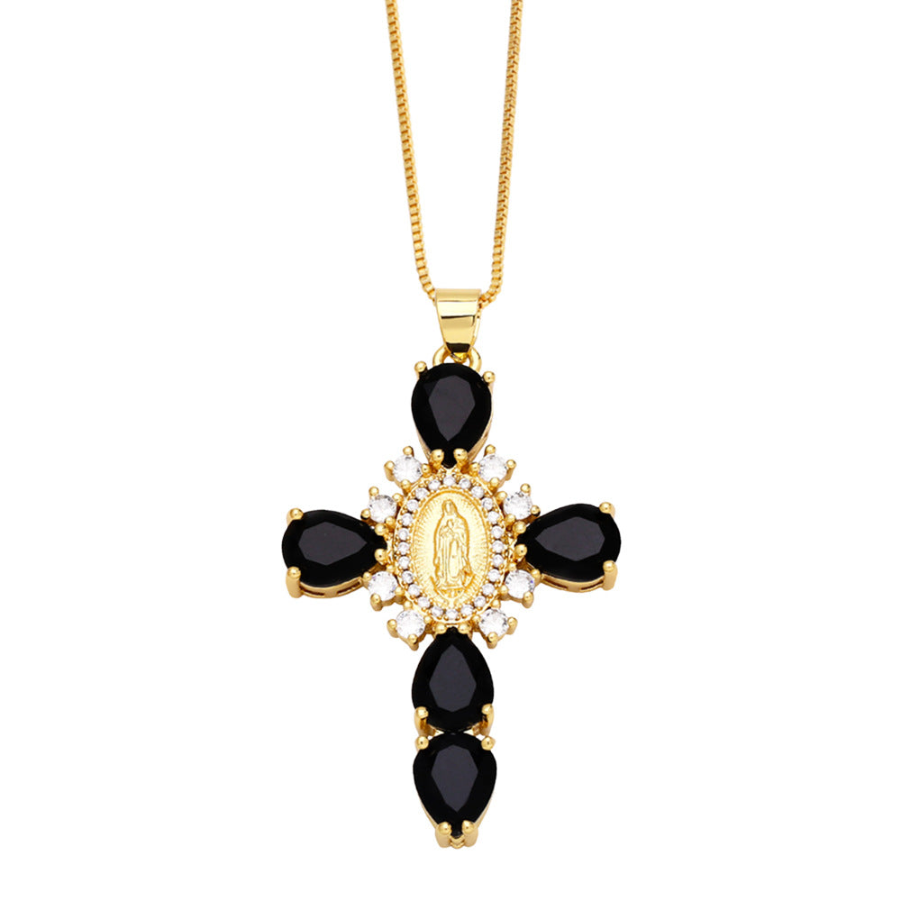 Wholesale Micro Set Zircon Cross Copper Necklace ACC-NE-AS001