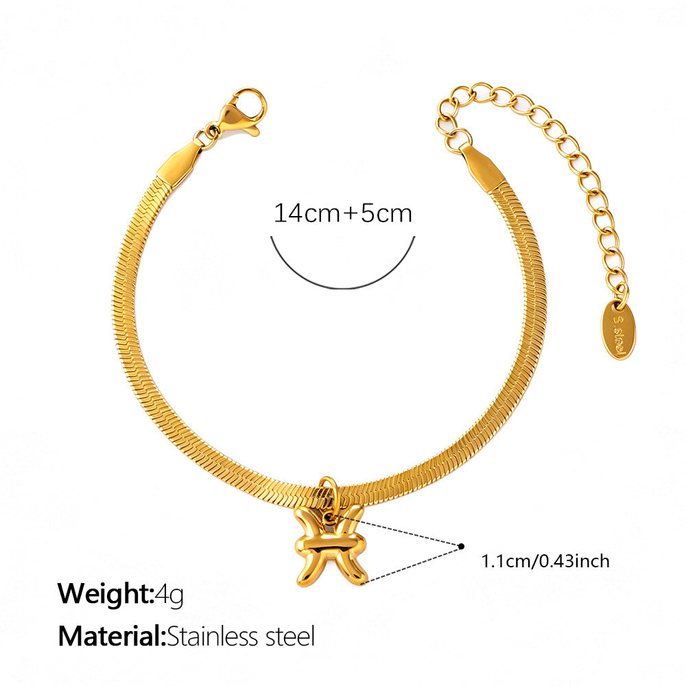 Wholesale Vintage Zodiac Stainless Steel Bracelet 18K Gold Plated Travel Souvenir Jewelry Accessory