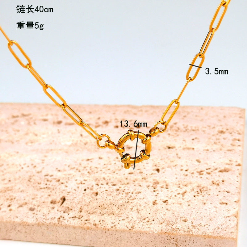 Wholesale Spring Clasp Stainless Steel Electroplated 18K Gold O Necklaces ACC-NE-GuDi012