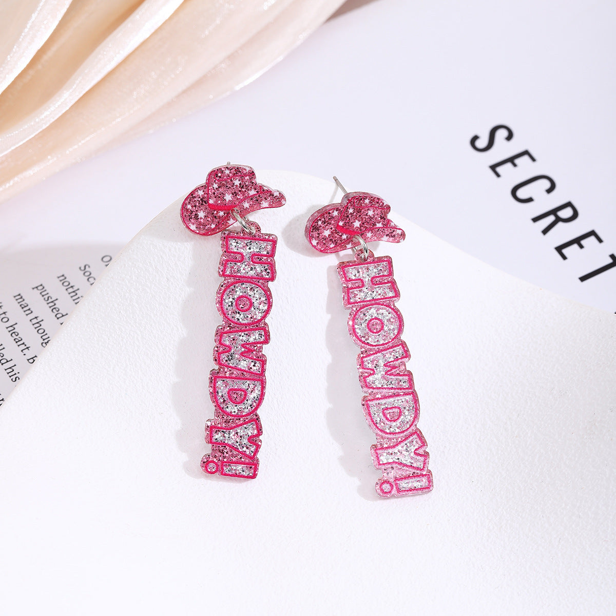 Wholesale Creative Cartoon Western Cowboy Guitar Acrylic Earrings