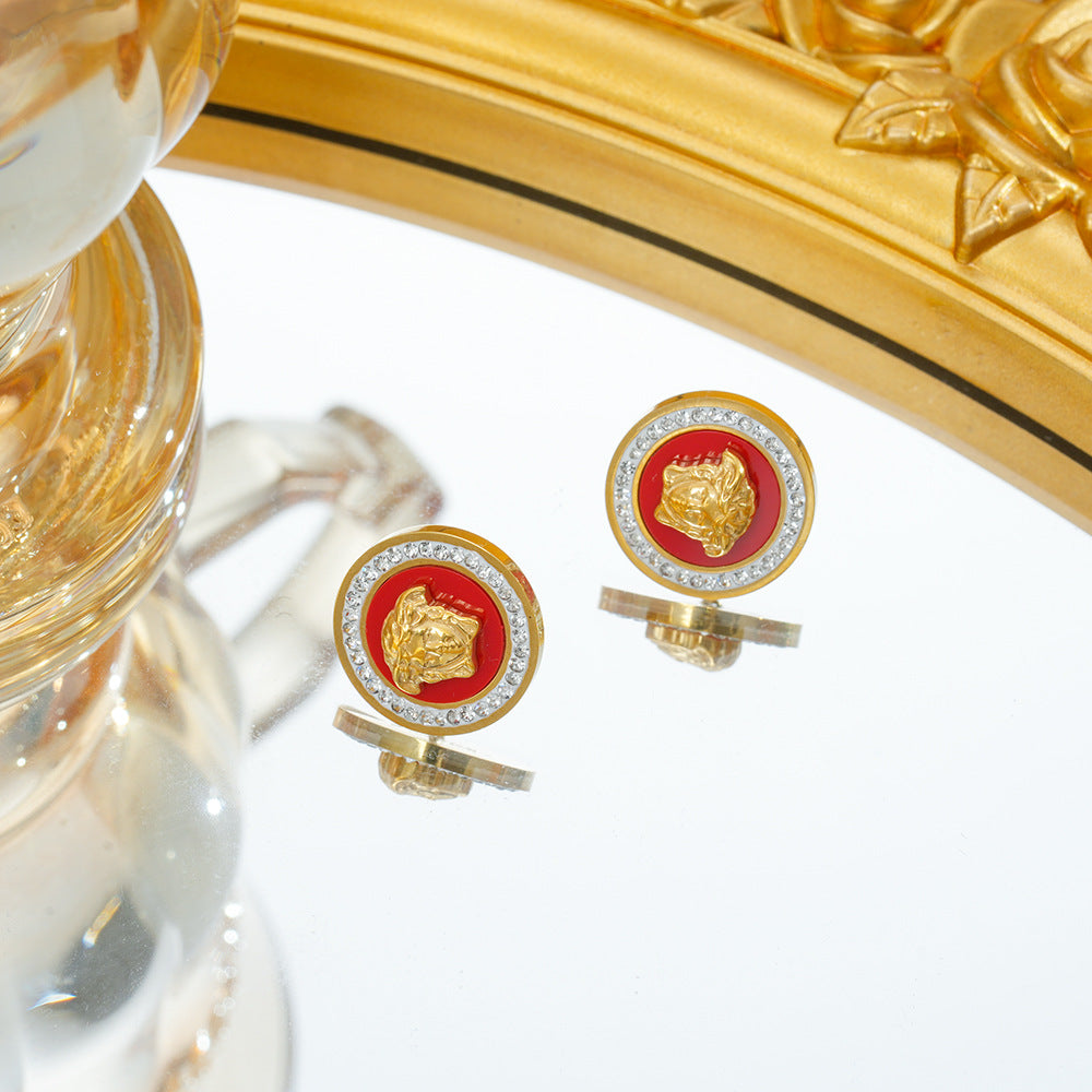 Wholesale European Style Titanium Steel Enamel Earrings Fashion Accessory Boutique Jewelry
