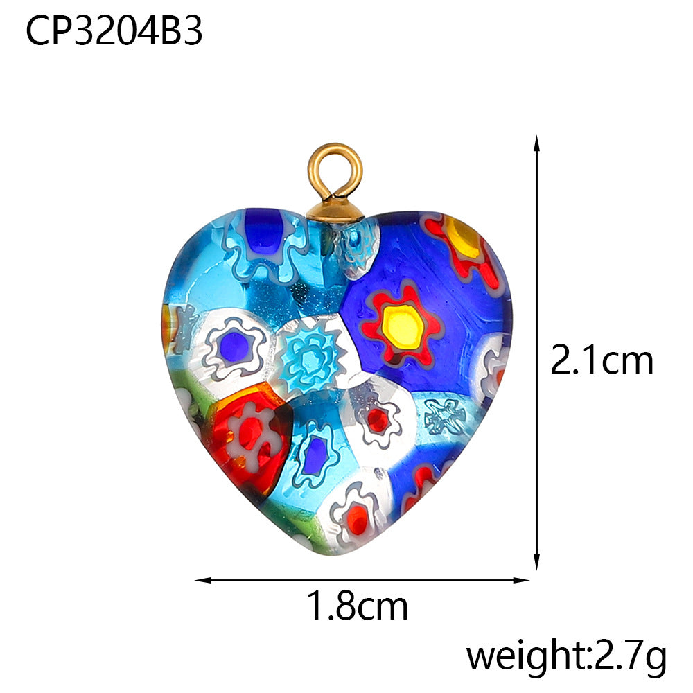 Wholesale Glazed Flower Ball Heart Diy Pendant