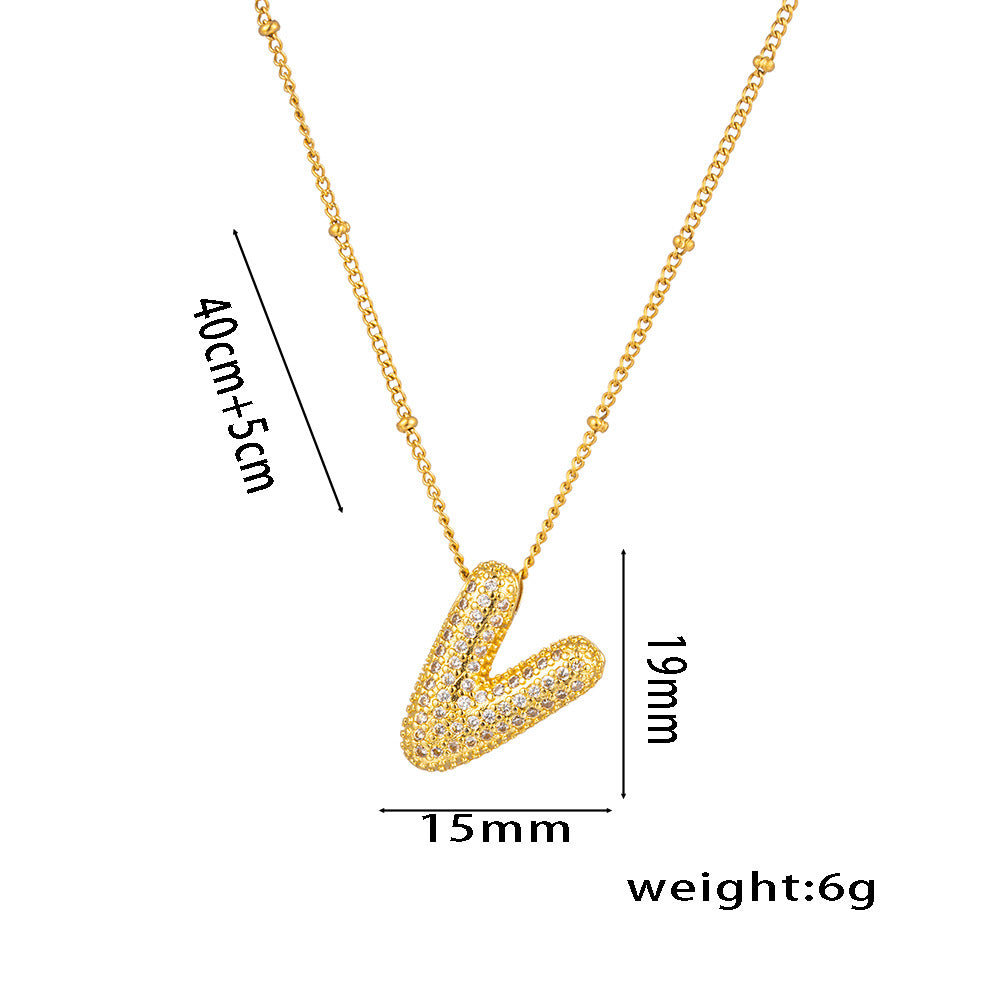 Wholesale Rock Sugar Zircon English Letter Necklace Titanium Steel Necklace ACC-NE-NaBao001