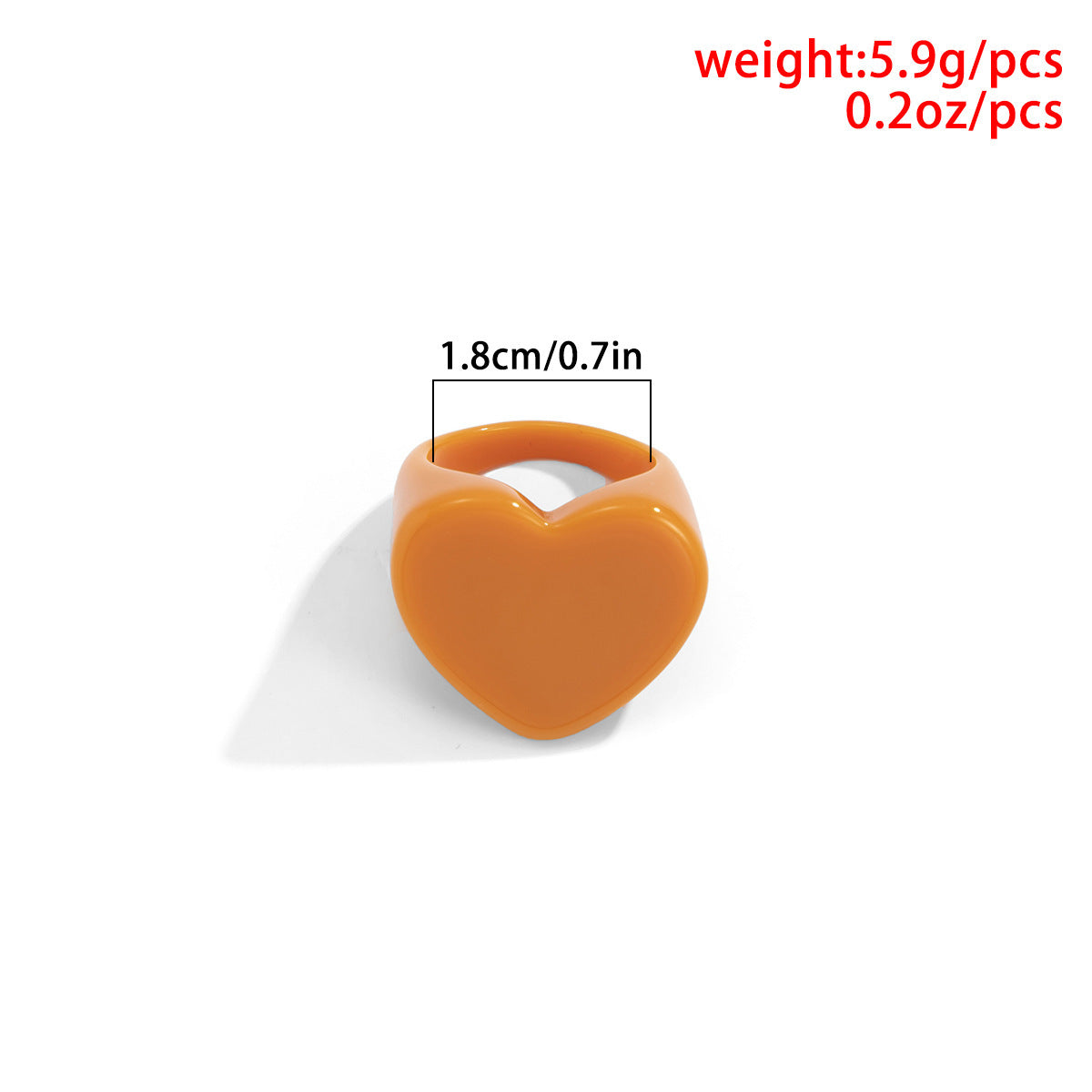 Wholesale Resin Candy Color Geometric Heart Ring For Women Vacation Jewelry Accessory