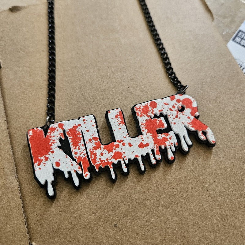 Wholesale Blood Drip Horror Acrylic Pendant Necklace Killer Letter Jewelry For Party Gift Accessory