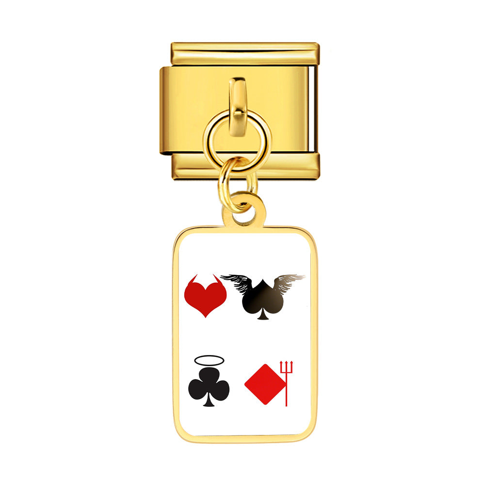 Wholesale Trendy Playing Card Pendant Stainless Steel Bracelet Fashion Accessory For Boutique Resale
