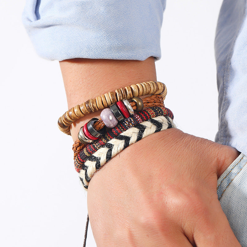 Wholesale Hand-woven Vintage Bracelets Diy 4-piece Set Bohemian Style ACC-BT-PK013