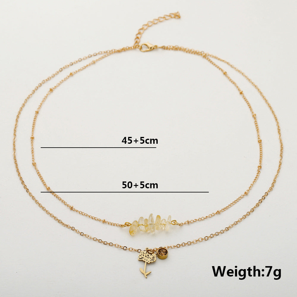 Wholesale  multi-layer green gold gravel necklace