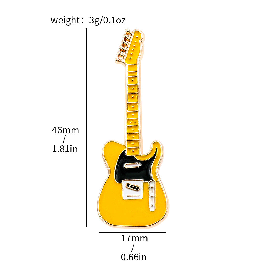Wholesale Alloy Electroplated Retro Electric Guitar Brooch Pin Music Fashion Accessory For Gift