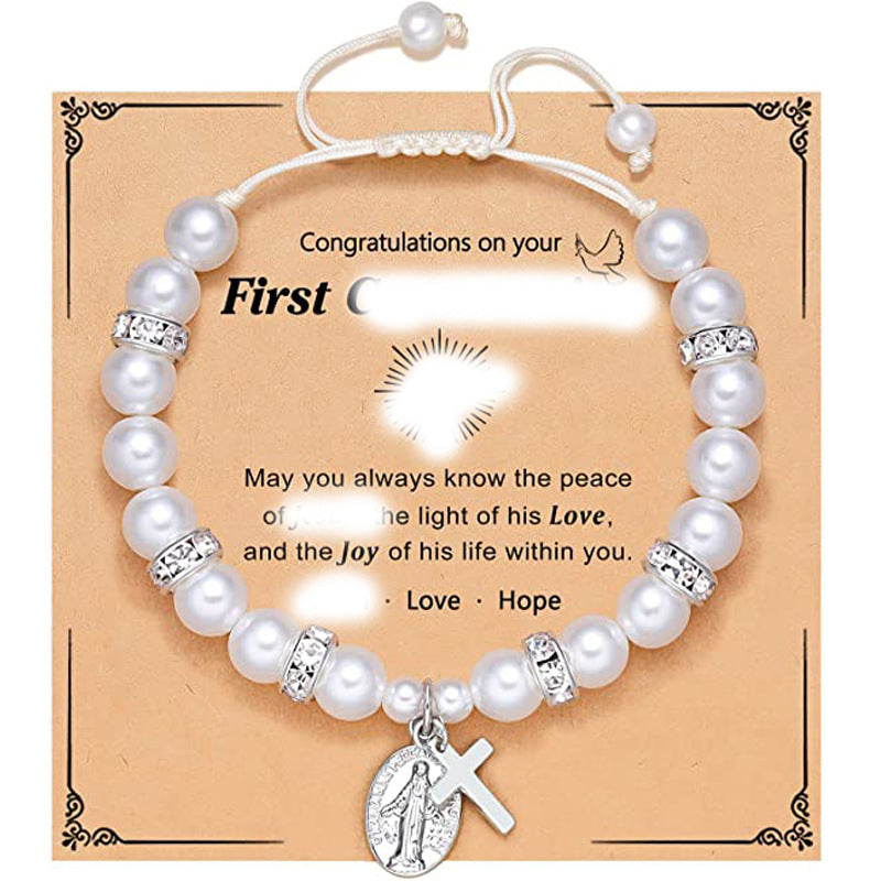 Wholesale Diamond Circle White Pearl Women Bracelet