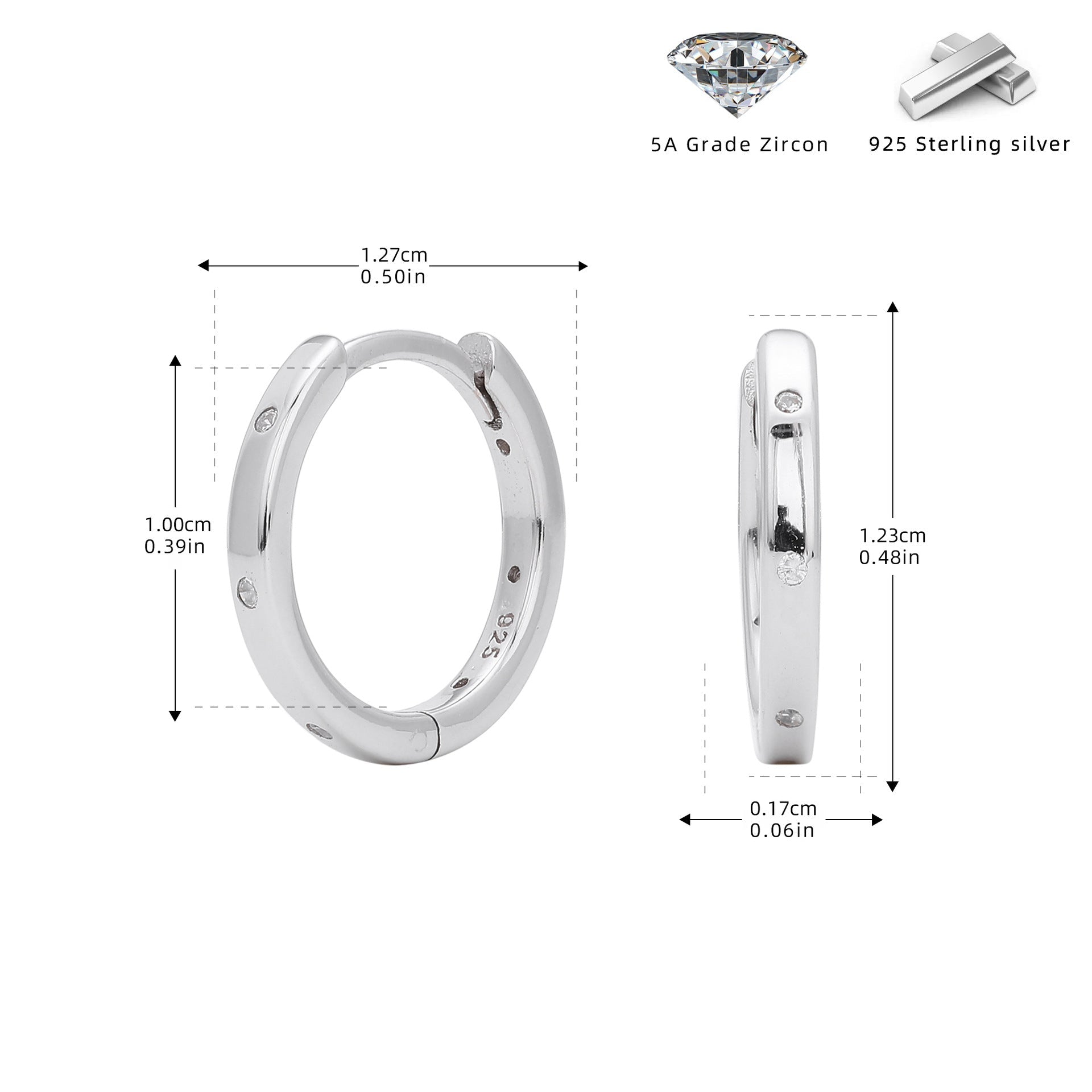 Wholesale  S925 Sterling Silver Diamond Earrings  All-match Earrings