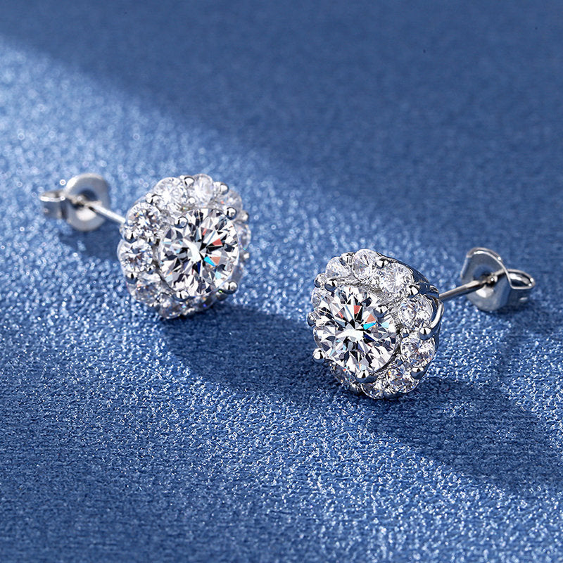Wholesale moissanite earrings female sunflower 1 karat  earrings