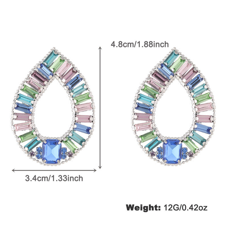 Wholesale Copper Colorful High End Glass Diamond Earrings ACC-ES-KJ020