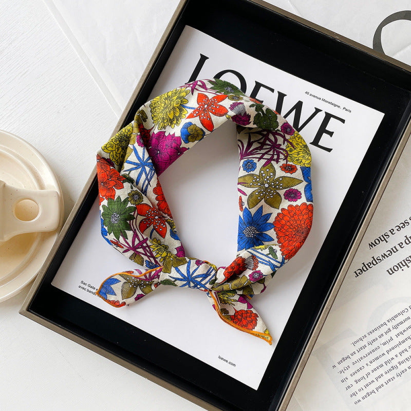 Wholesale Cotton blue cashew scarf small square scarf