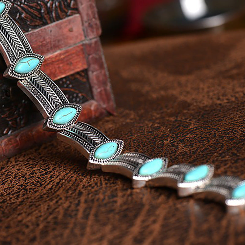 Wholesale Bohemian Vintage Turquoise Inlay Alloy Necklace Fashion Accessory