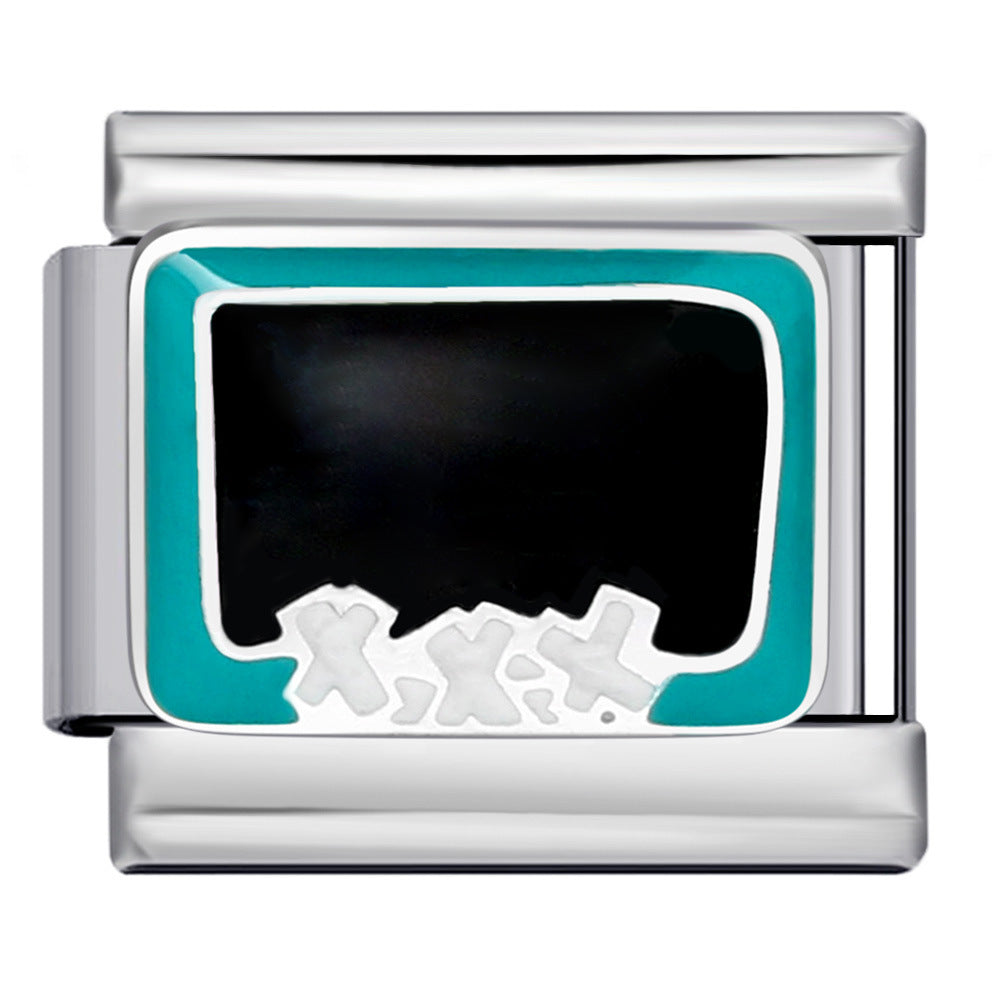 Wholesale 2pcs/pack  Italian Charm Bracelet 9mm DIY Splicing Creative Pattern Stainless Steel Composable Bracelet