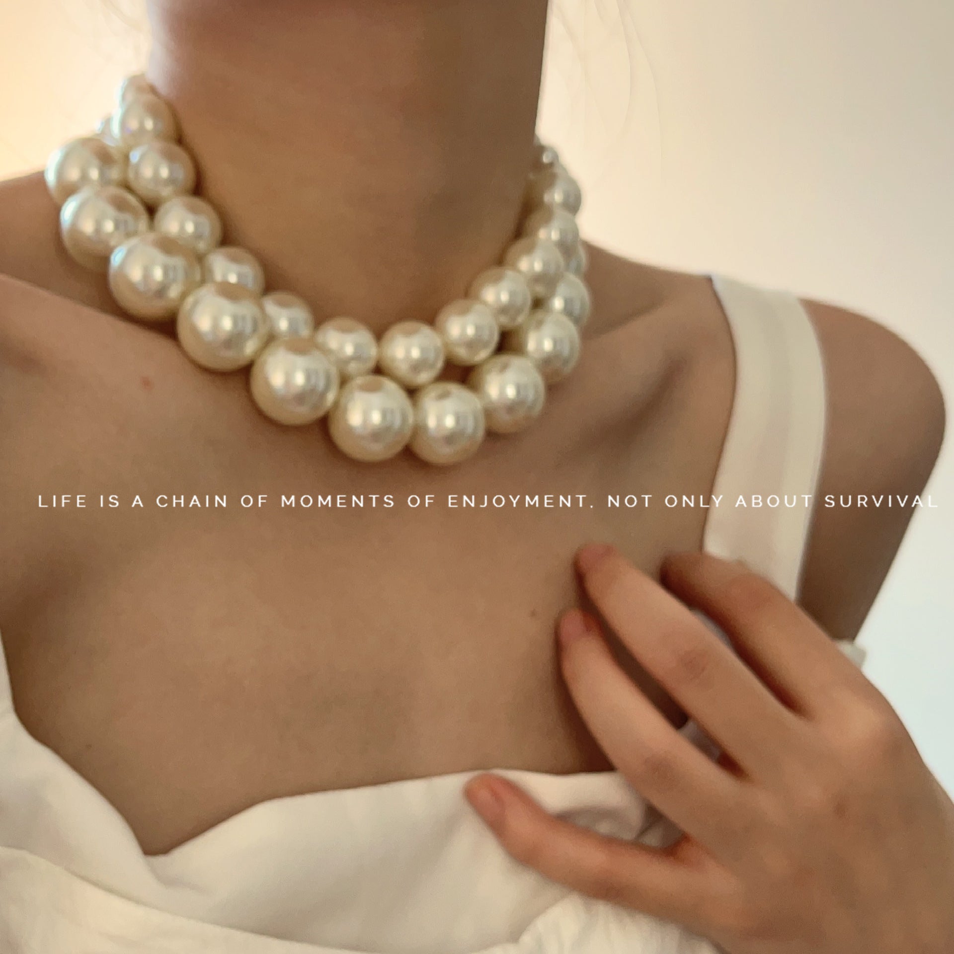 Wholesale  Large high quality Warm Color Pearl Choke Necklace
