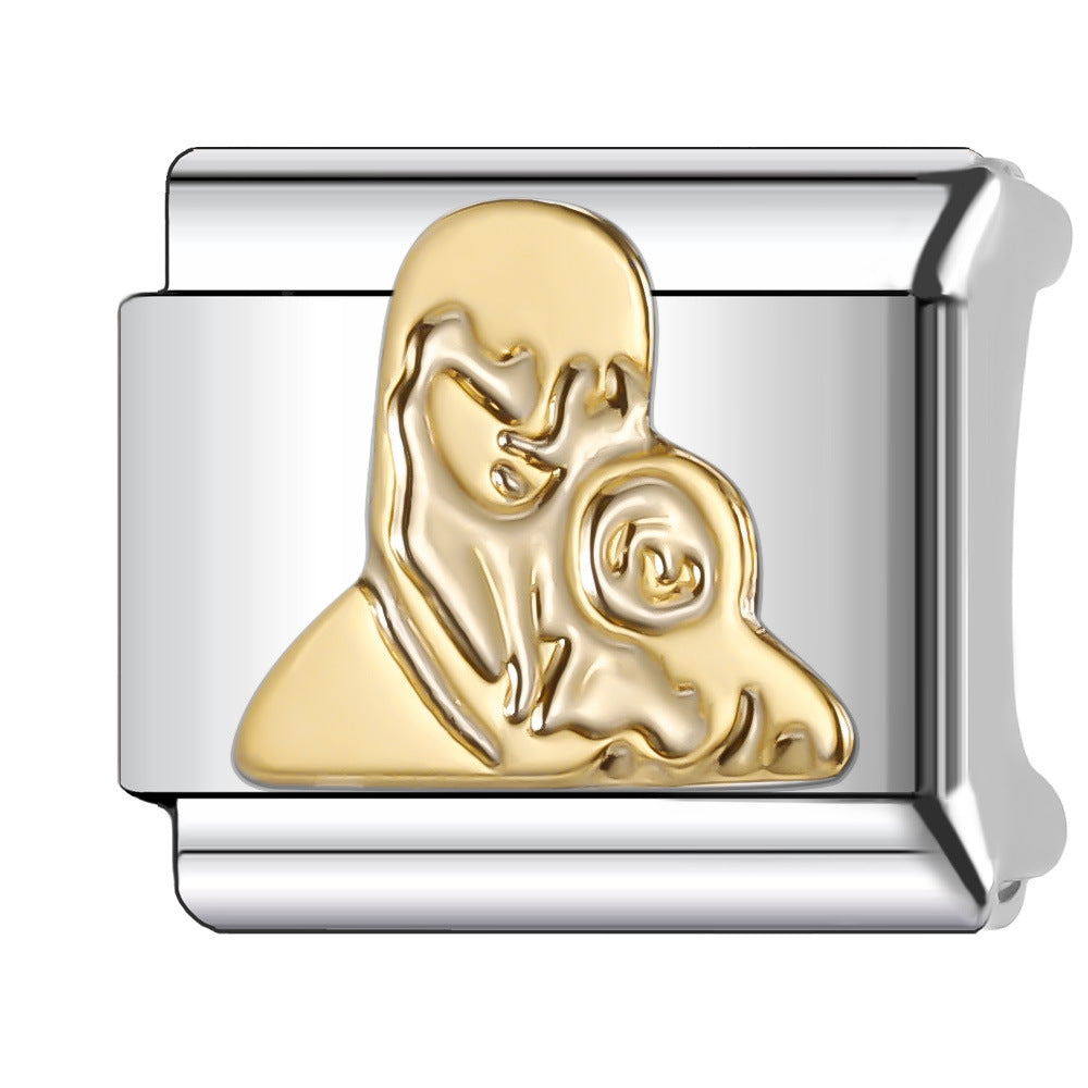 Wholesale Italian Charm Bracelet 9mm DIY Splicing Stainless Steel Creative Pattern Composable Bracelet