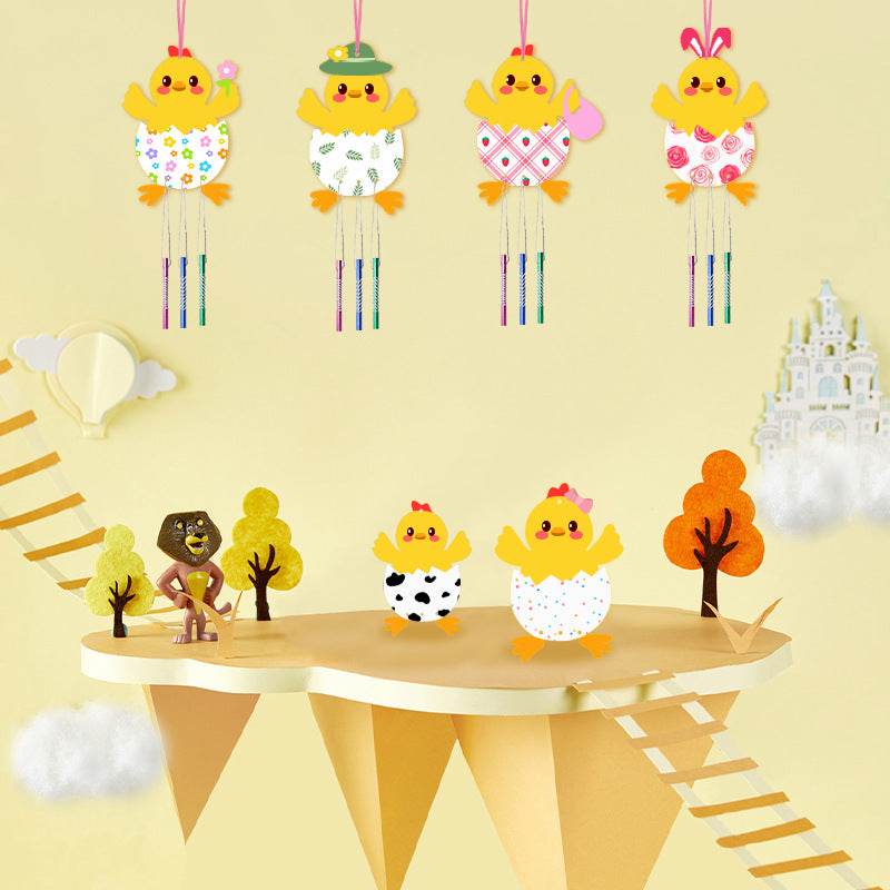 Wholesale  Easter Craft Wooden Wind Chimes Bell DIY suit