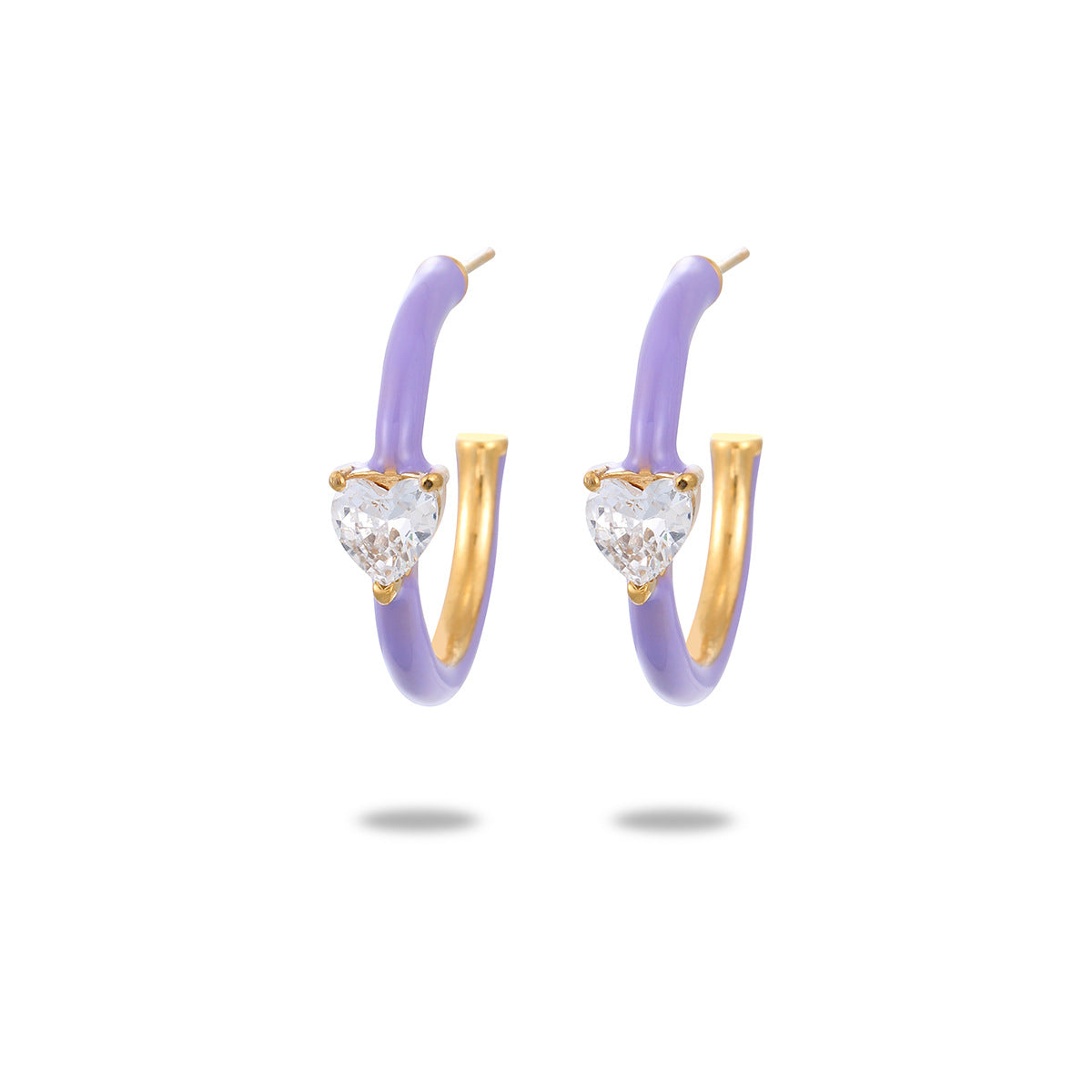 Wholesale C- shaped drop oil lovely zircon stainless steel earrings