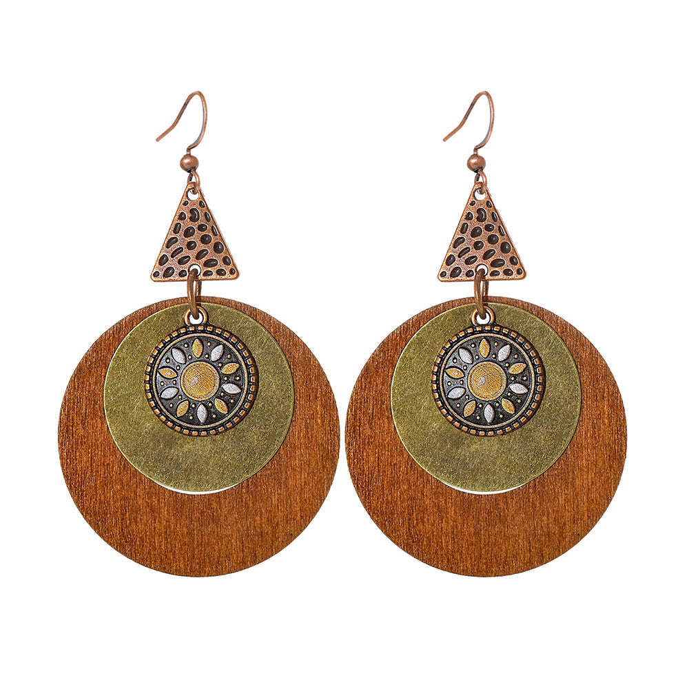 Wholesale Zinc Alloy Bohemian Earrings Maillard Color Holiday Style Retro Fashion Accessory