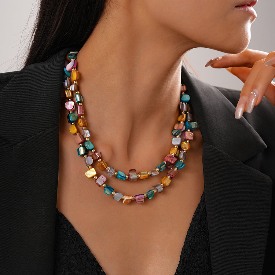 Wholesale Irregular Shell Bead Clavicle Necklace,  Resort Style Geometric Handmade Jewelry Accessory for Women