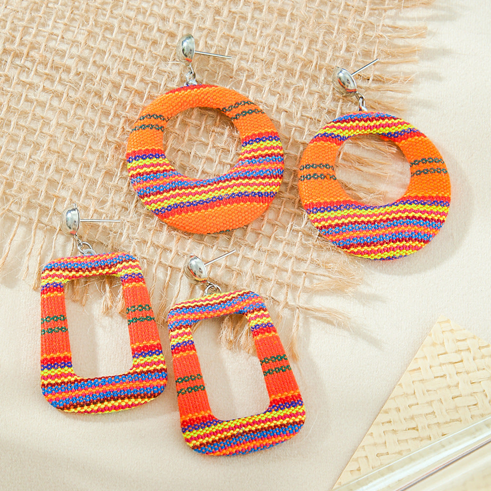 Wholesale Houndstooth Geometric Drop Earrings - Retro Fashion Accessory for Party Wear