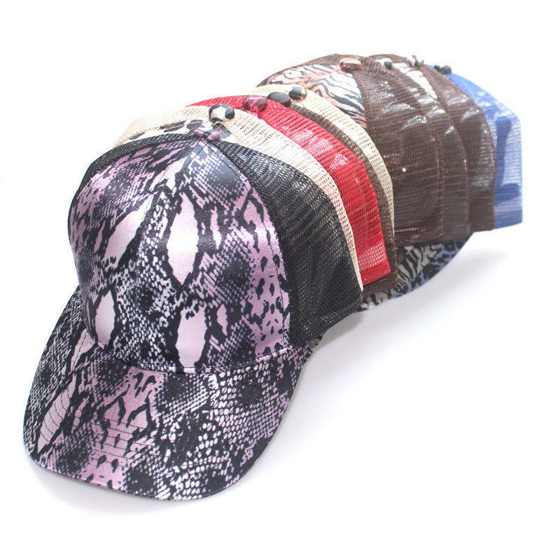 Wholesale Snake-print Leopard-print Back Opening Pony Tail Cap Baseball Cap