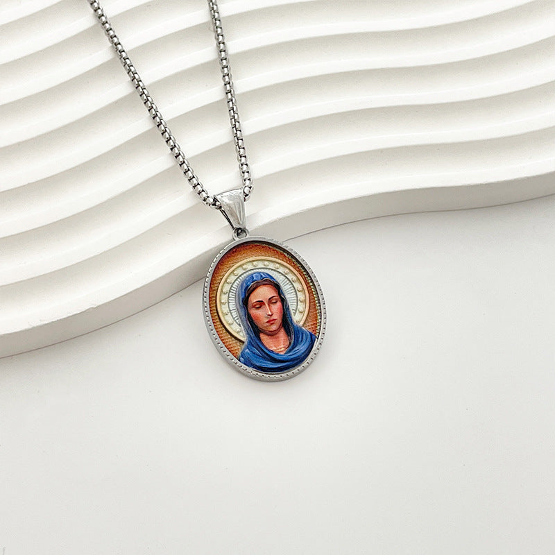 Wholesale Western Style Retro Enamel Oval Pendant Necklace