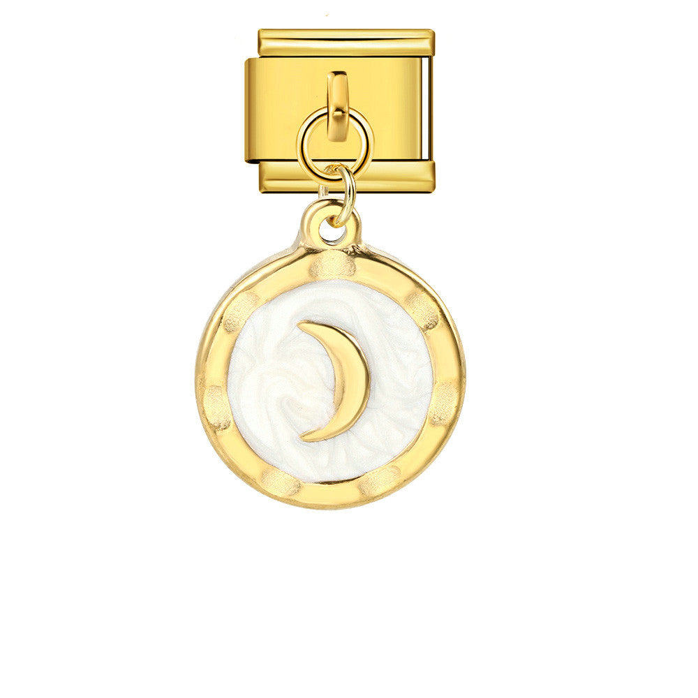 Wholesale Italian Charm Bracelet 9mm DIY Splicing Gold and Silver Round Pendant Stainless Steel Composable Bracelet