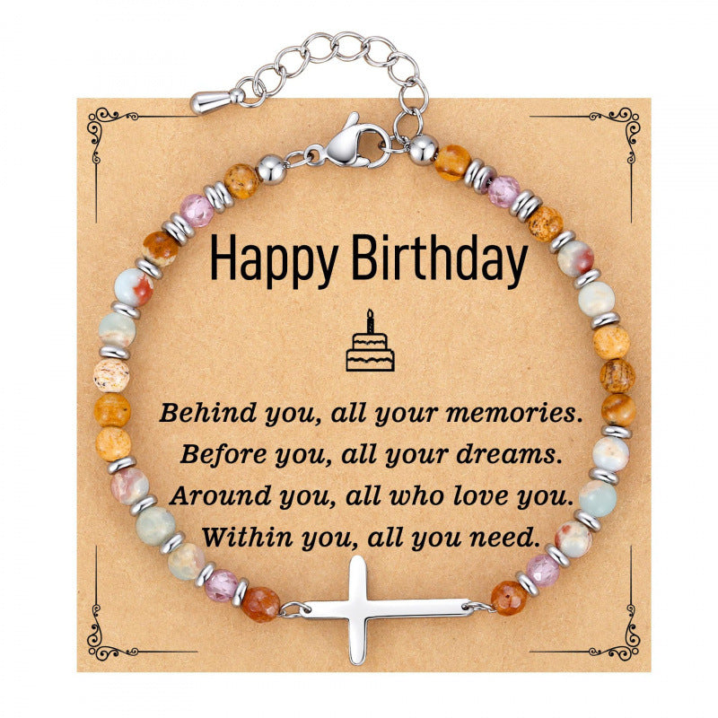 Wholesale Shoushan Stone Cross Bracelet Birthday Gift Women' s Fashion Jewelry Accessory