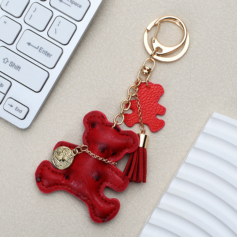 Wholesale Chic White Leather Bear Keychain - Decorative Bag Charm &  Car Key Accessory