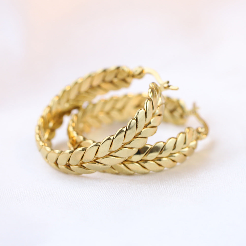 Wholesale 18K  titanium steel wheat ear geometric earrings