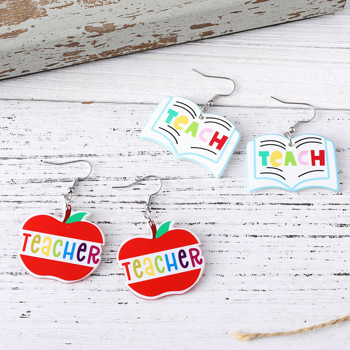 Wholesale  School Season Books Apple Pendant Earrings