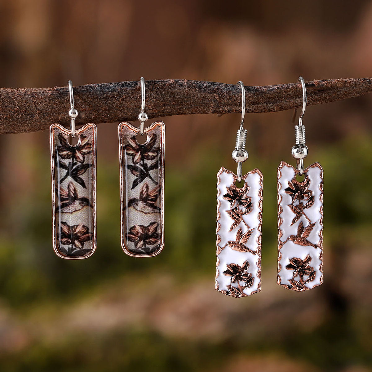 Wholesale Vintage Bohemian Long Geometric Floral Drop Earrings