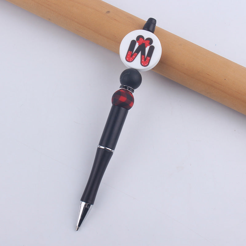 Wholesale  handmade beaded pen DIY creative silicone teether English letter  ballpoint pen